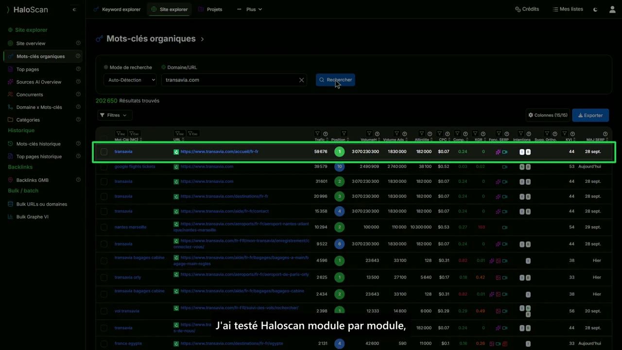 Capture du test de Haloscan : Accroche