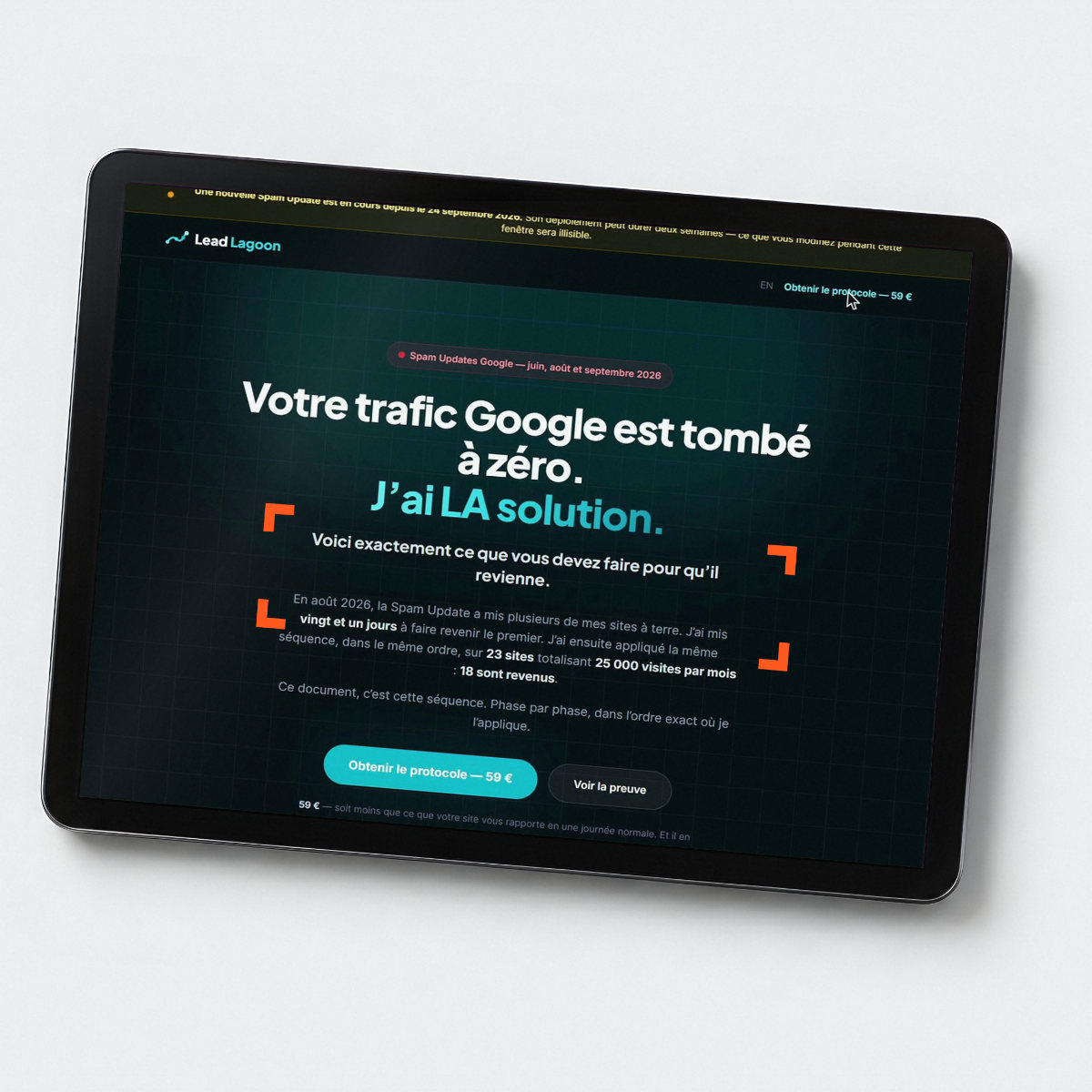 Capture du test de Lead Lagoon